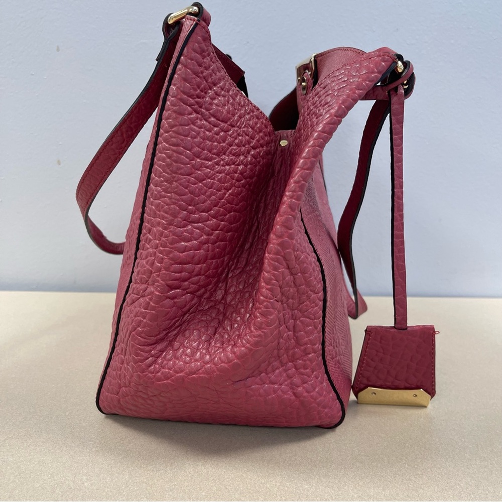 Burberry Red Embossed Check Grain Leather Small Canterbury Tote Bag - Preowned - Picture 8 of 16